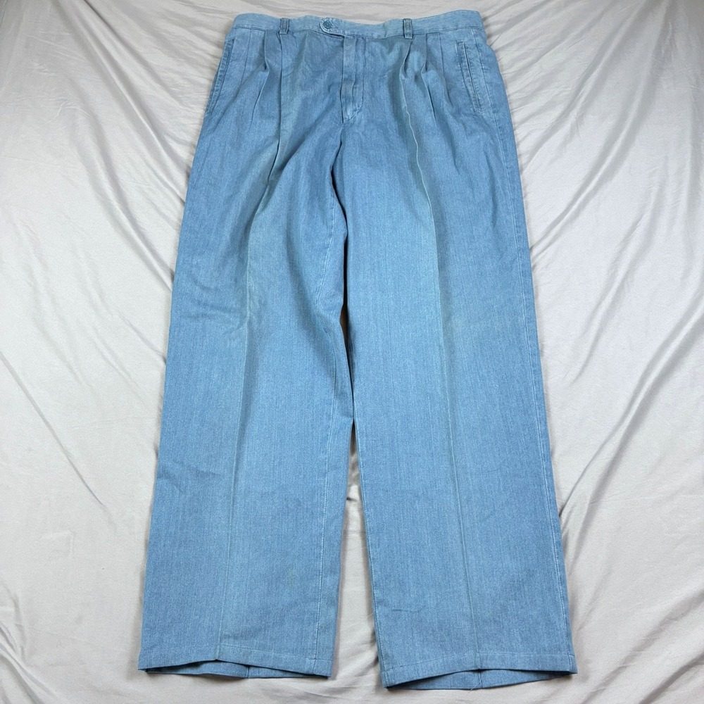 Zanella Outdoor Denim Trousers 38 Blue Pleated Wide Leg Italy Neiman Marcus